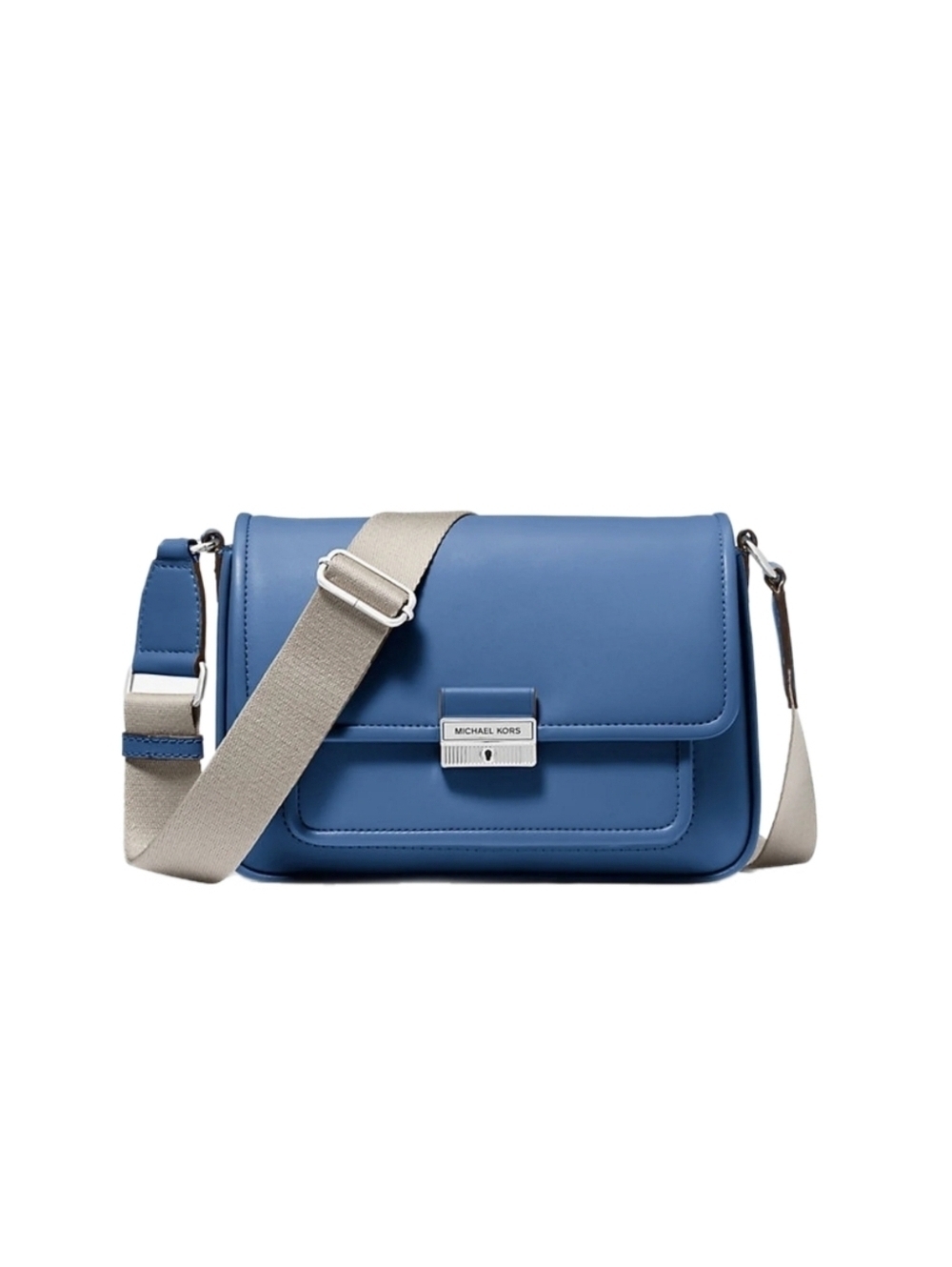 Michael Kors Bradshaw Medium Leather Messenger Bag Galaxy Blue Crossbody